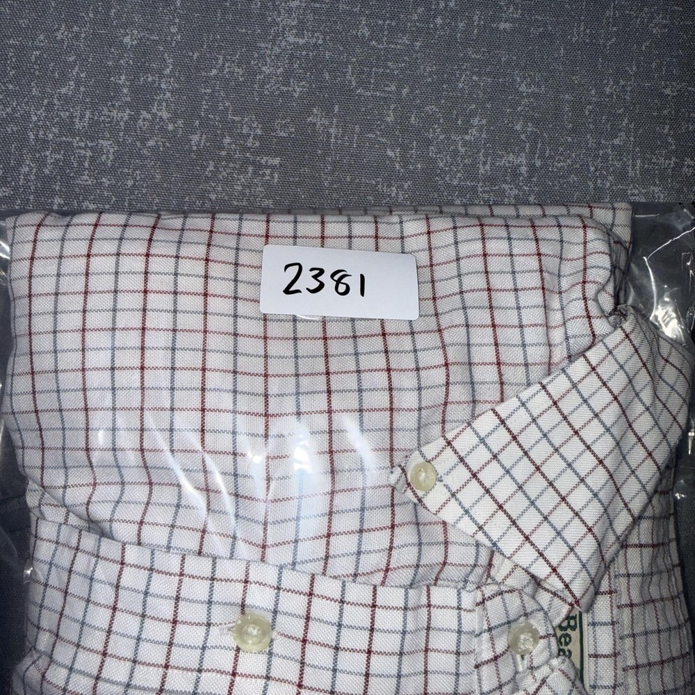 Vintage LL Bean Shirt Mens Large White Red Check Button Down Pocket USA 90s - Picture 10 of 10